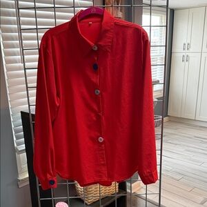 Vibrant Red Button-Up Shirt